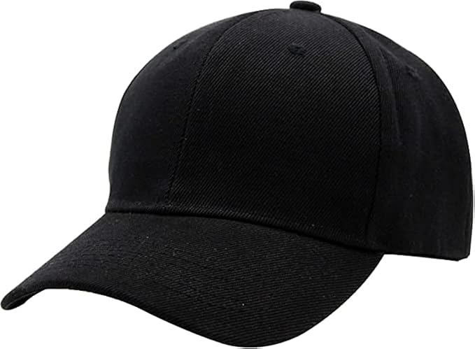 Plain unisex baseball cap with snap closure