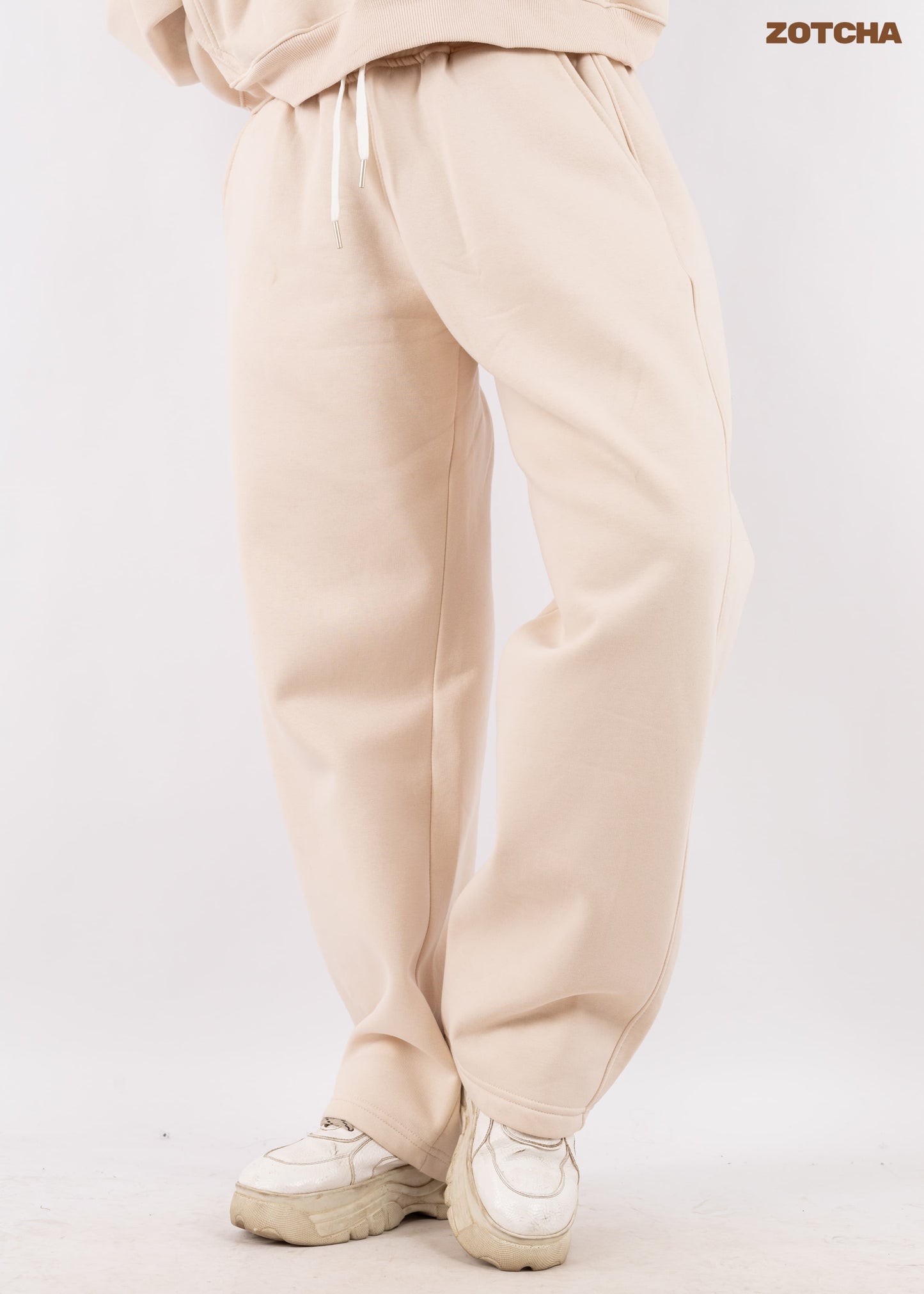 oversized beige sweatpants